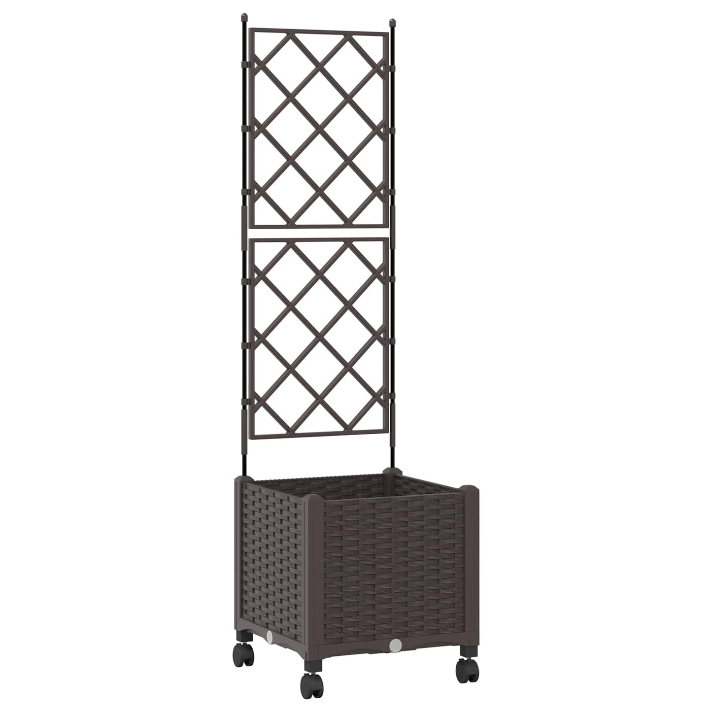Hageplanter med espalier og hjul Brun 40 x 40 x 149 cm PP