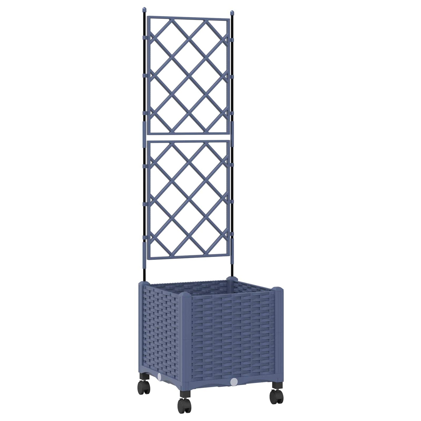 Hageplanter med espalier og hjul Grå 40 x 40 x 149 cm PP