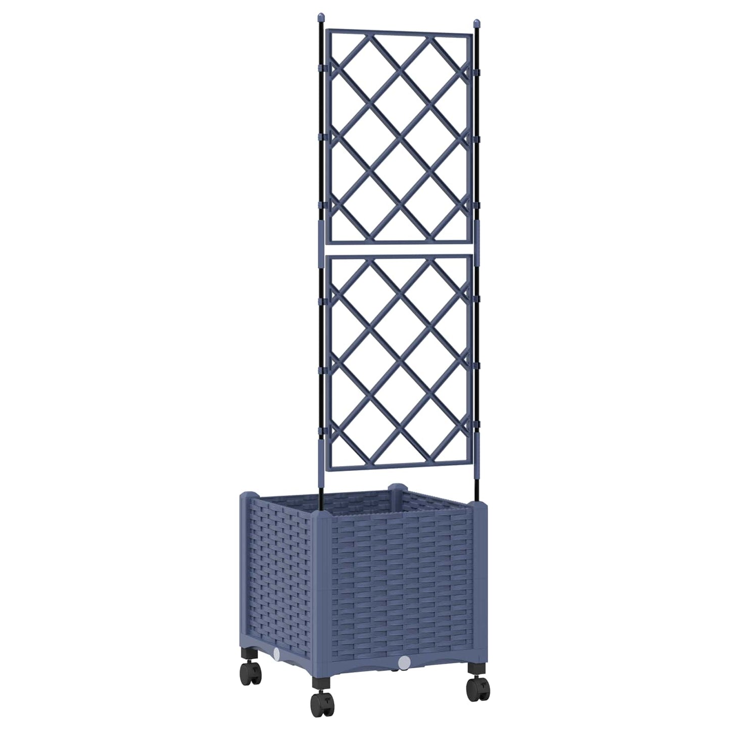 Hageplanter med espalier og hjul Grå 40 x 40 x 149 cm PP