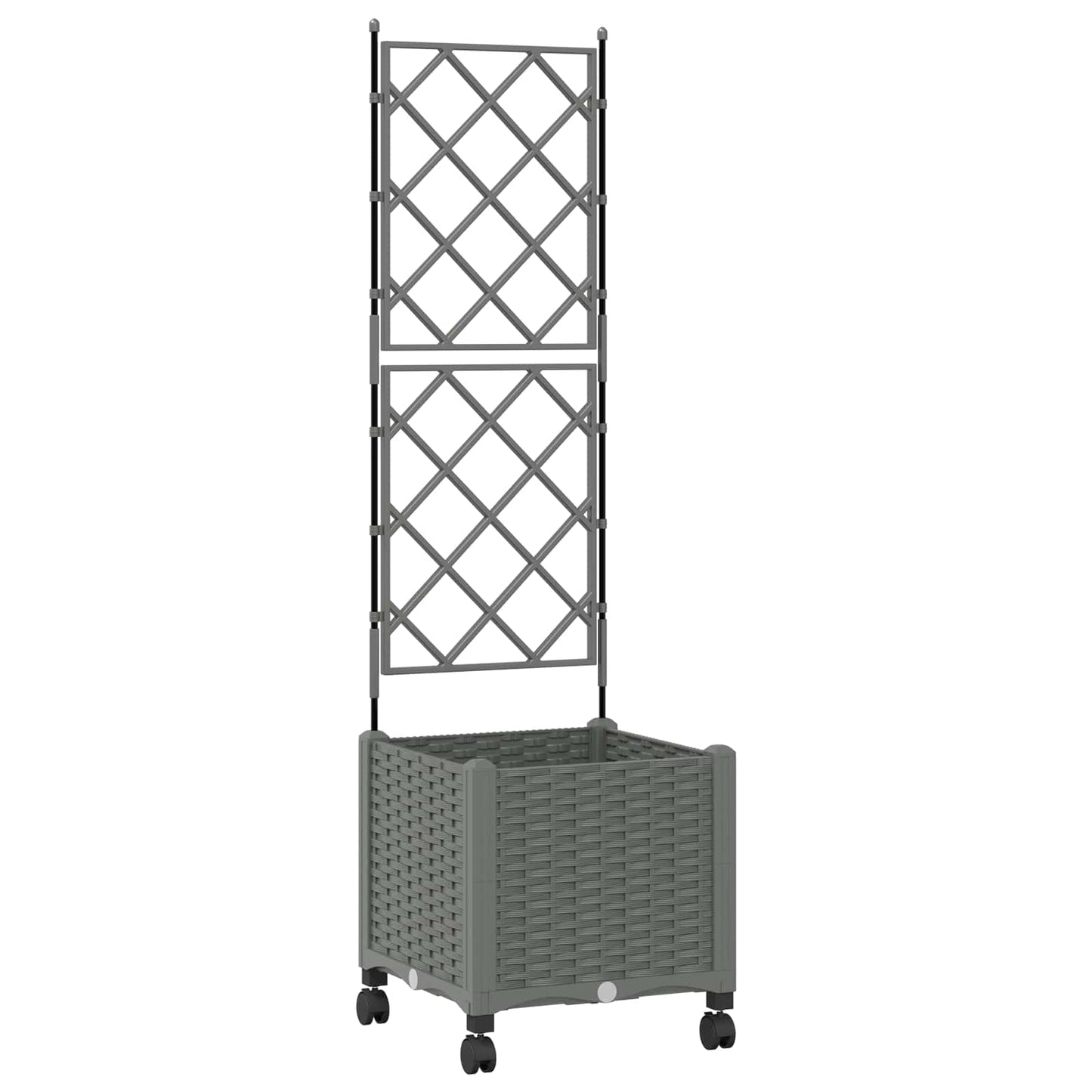 Hageplanter med espalier og hjul Lysegrå 40 x 40 x 149 cm PP