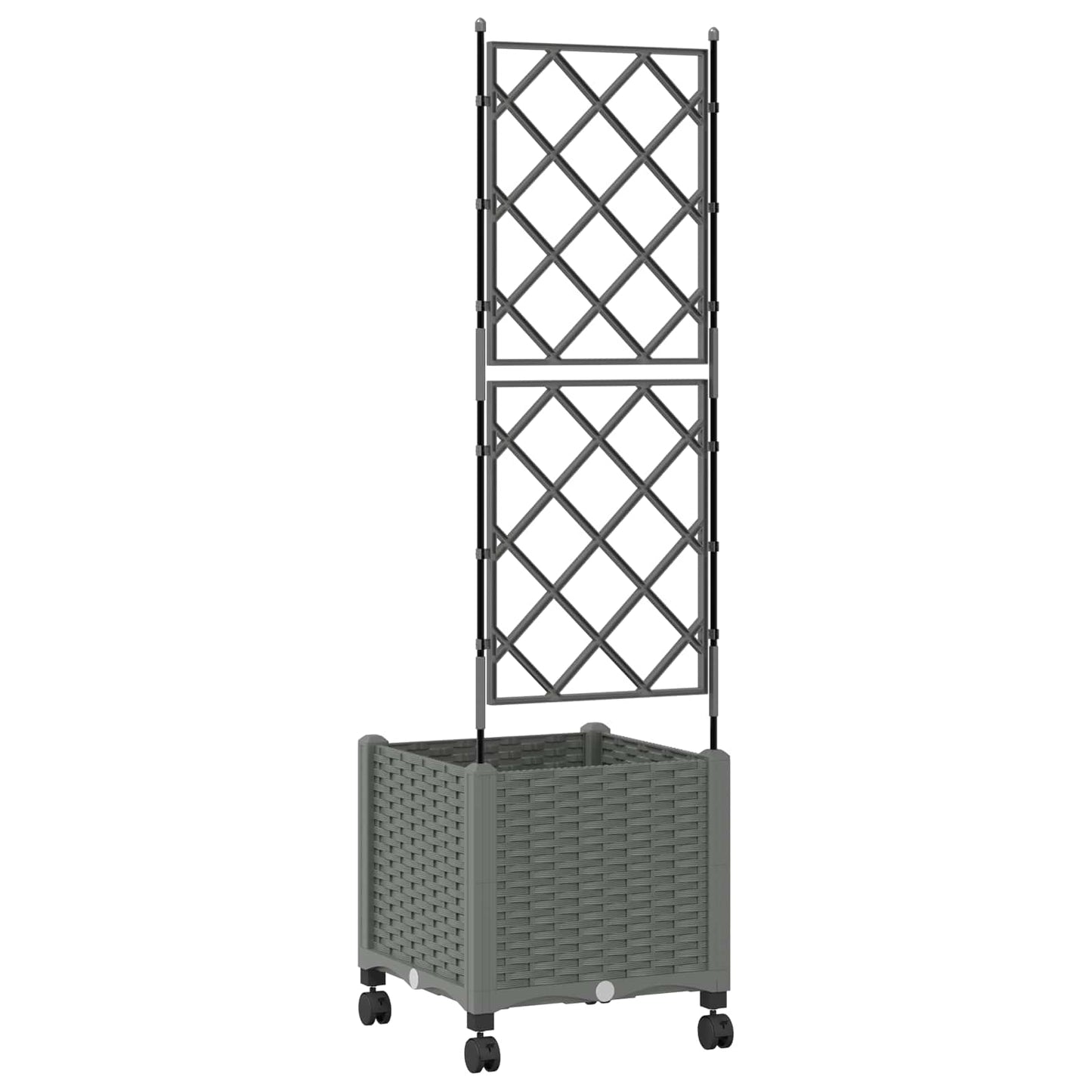 Hageplanter med espalier og hjul Lysegrå 40 x 40 x 149 cm PP