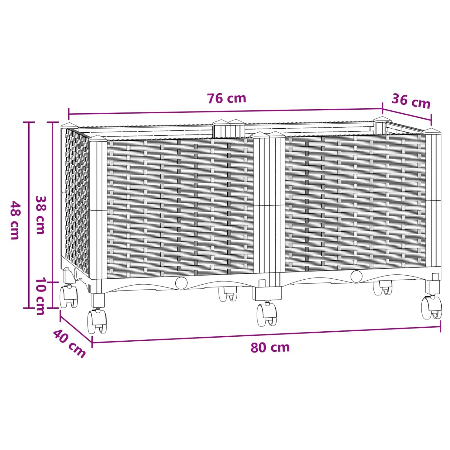 Hagekrukke med hjul Blågrå 80 x 40 x 48 cm PP