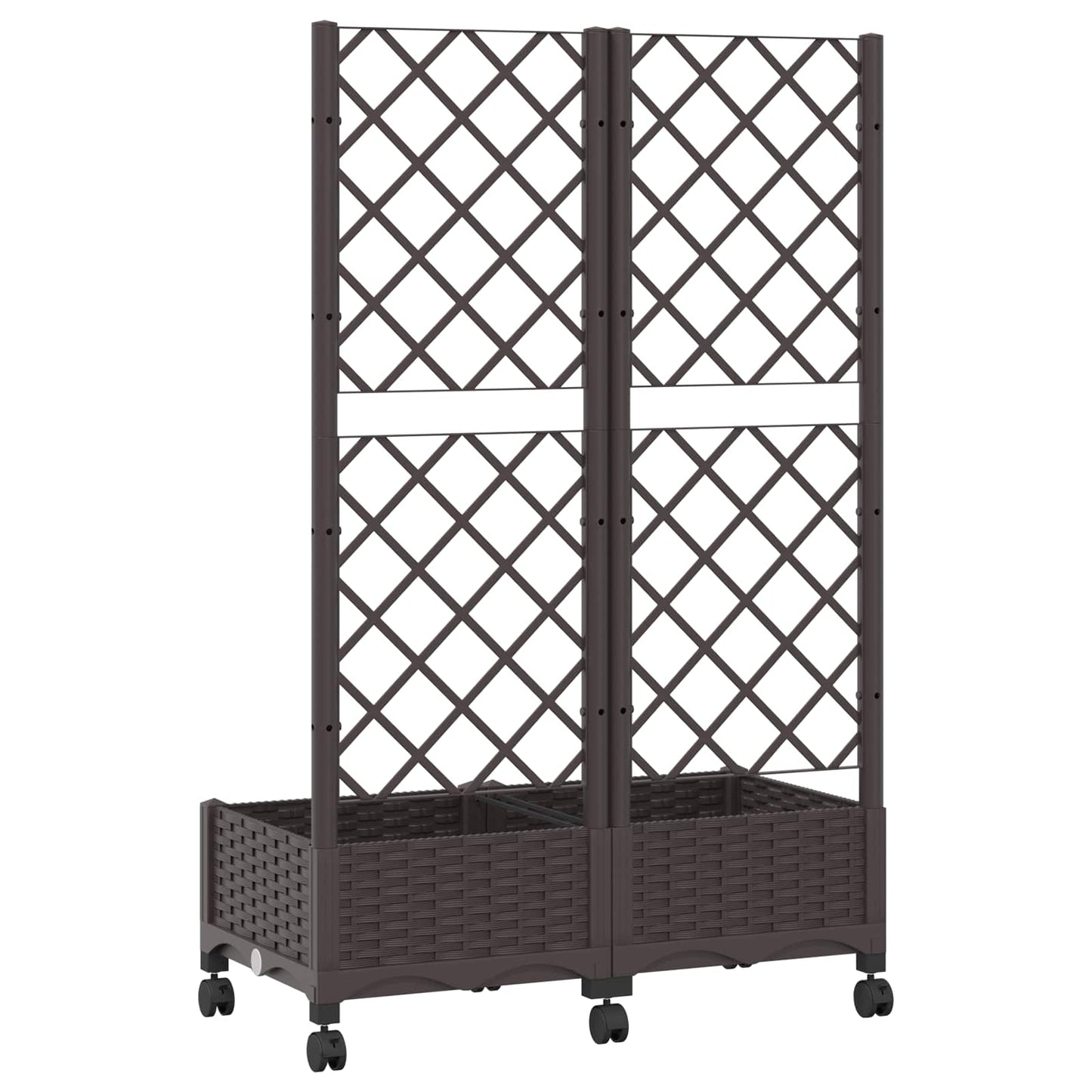 Hageplanter med espalier og hjul Brun 80 x 40 x 131,5 cm PP