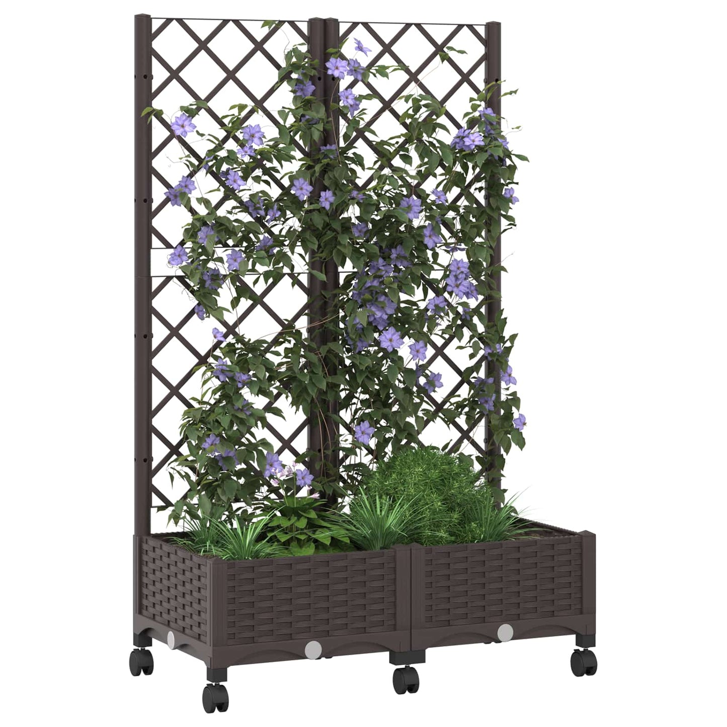 Hageplanter med espalier og hjul Brun 80 x 40 x 131,5 cm PP