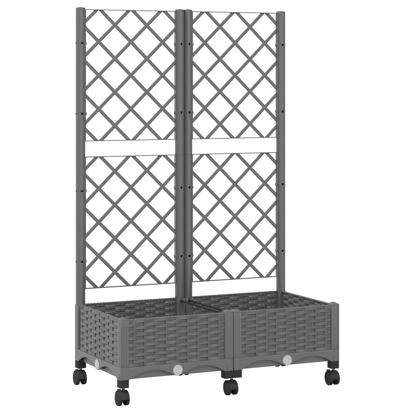 Hageplanter med espalier og hjul Lysegrå 80 x 40 x 131,5 cm PP