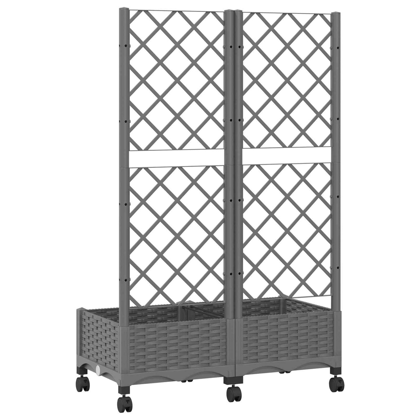Hageplanter med espalier og hjul Lysegrå 80 x 40 x 131,5 cm PP