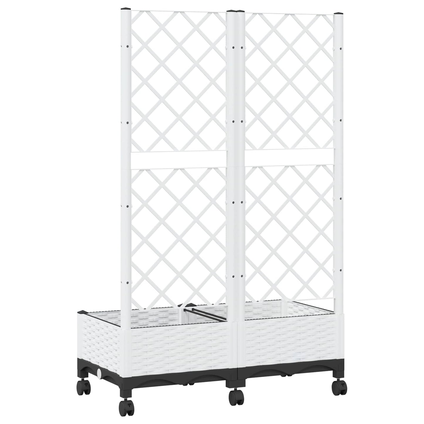 Hageplanter med espalier og hjul Hvit 80 x 40 x 131,5 cm PP