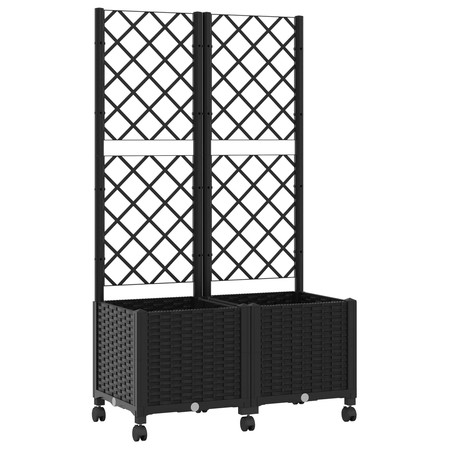 Hageplanter med espalier og hjul Svart 80 x 40 x 146 cm PP