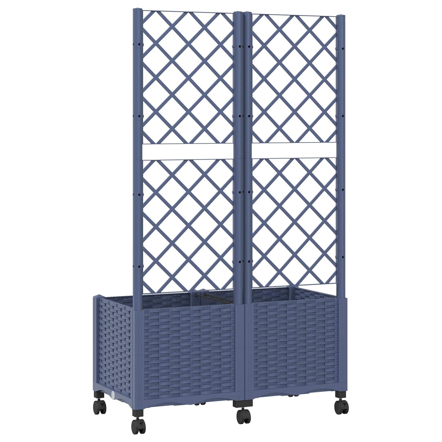 Hageplanter med espalier og hjul Blågrå 80 x 40 x 146 cm PP