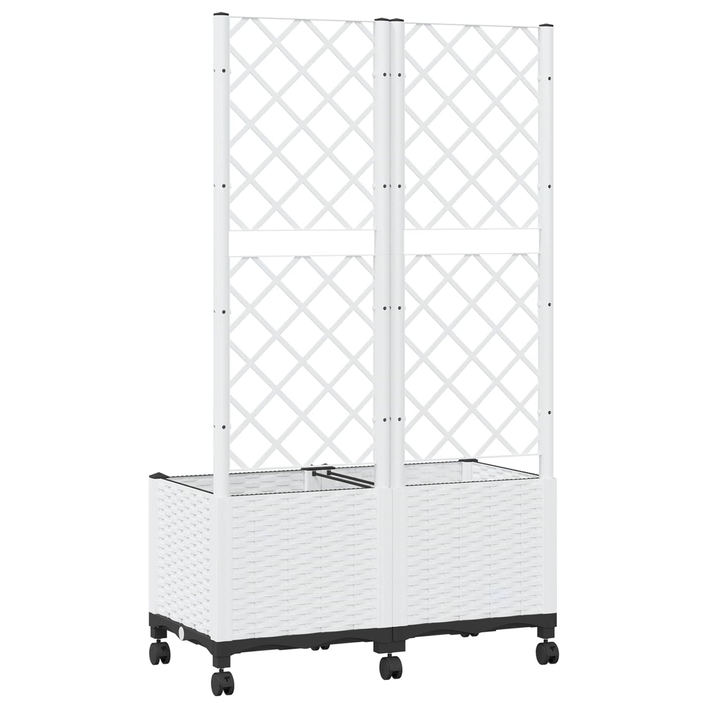 Hageplanter med espalier og hjul Hvit 80 x 40 x 146 cm PP