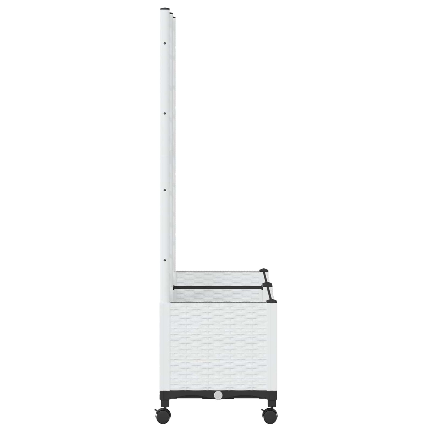 Hageplanter med espalier og hjul Hvit 80 x 40 x 146 cm PP