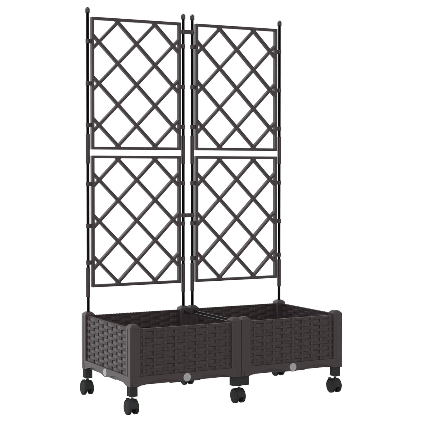 Hageplanter med espalier og hjul 2 stk. Brun 80 x 40 x 131,5 cm