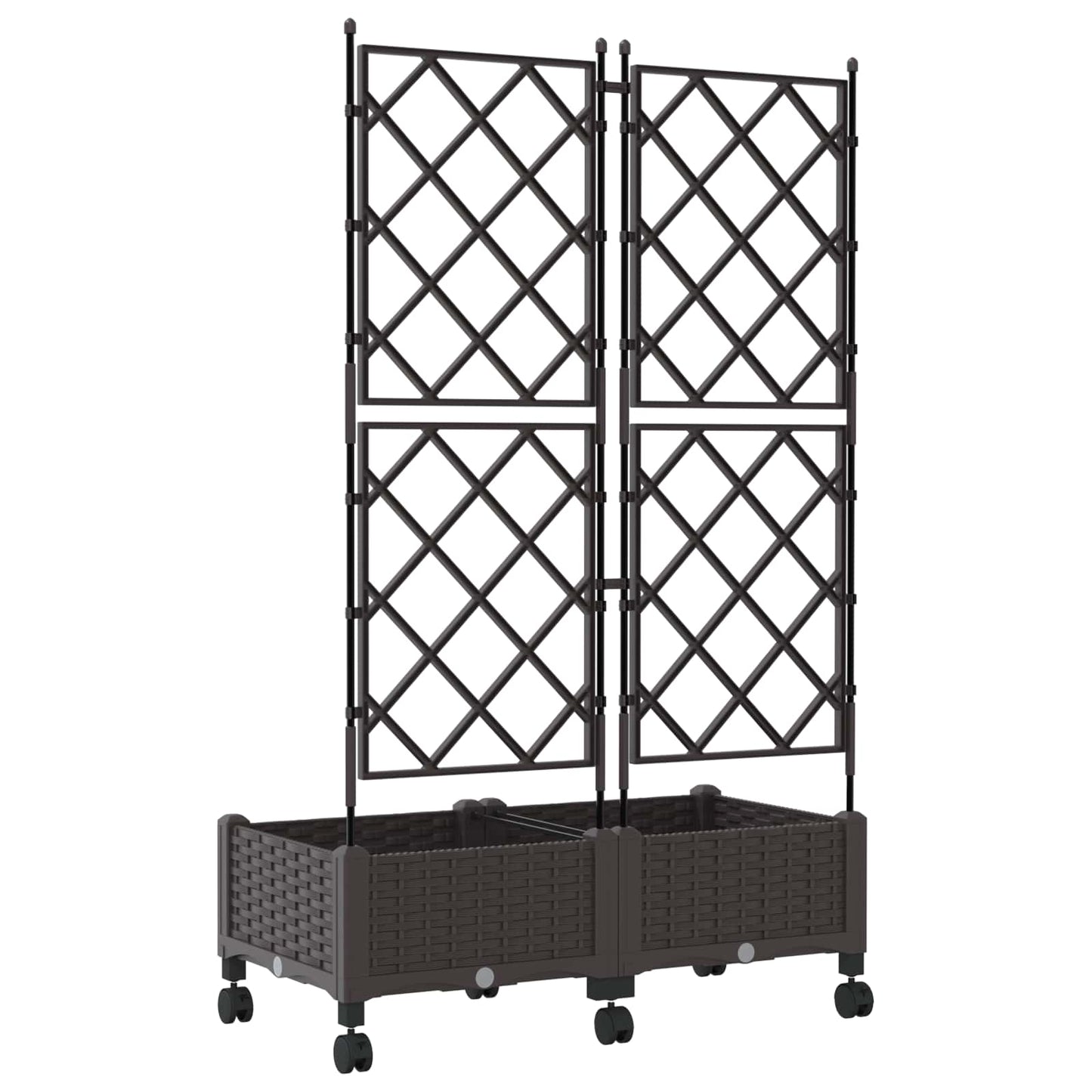 Hageplanter med espalier og hjul 2 stk. Brun 80 x 40 x 131,5 cm