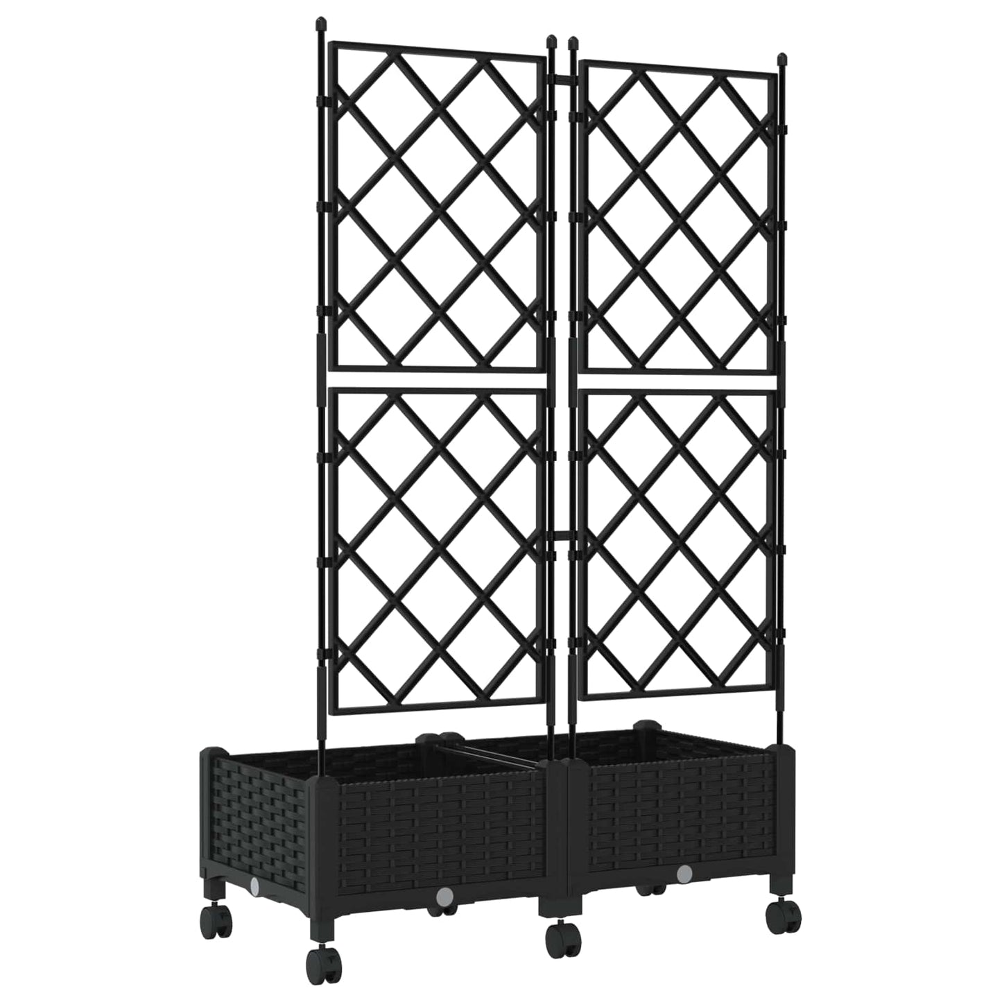 Hageplanter med espalier og hjul 2 stk. Svart PP
