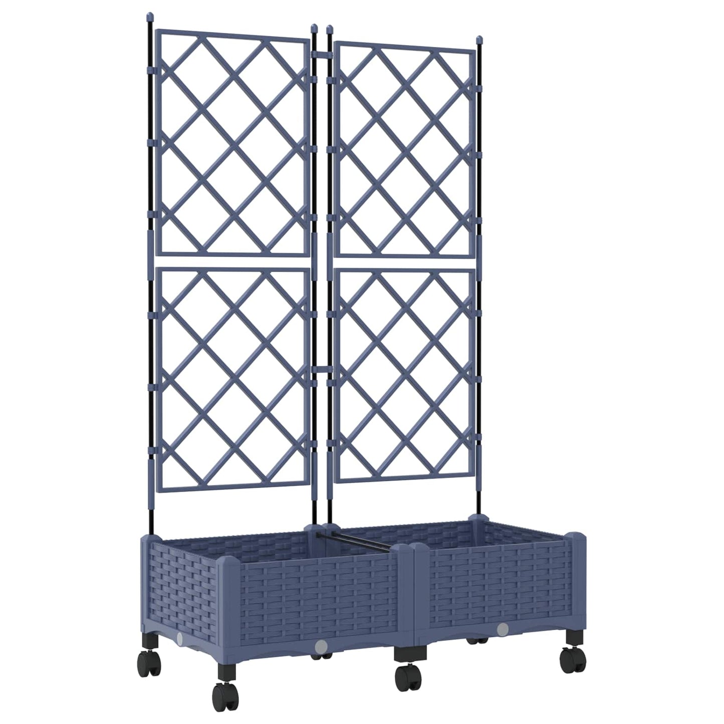 Hageplanter med espalier og hjul 2 stk. Grå 80 x 40 x 131,5 cm