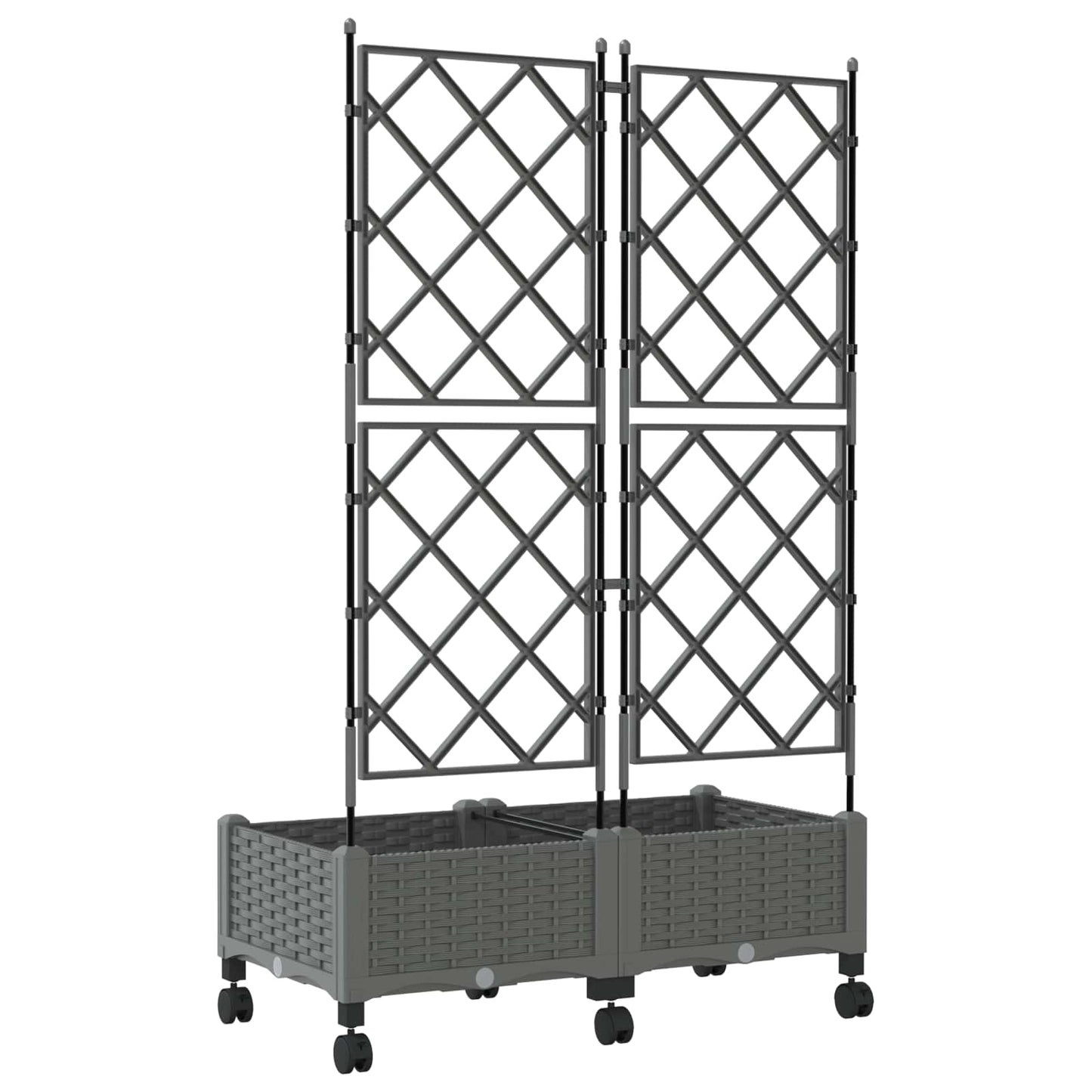 Hageplanter med espalier og hjul 2 stk. Lysegrå PP