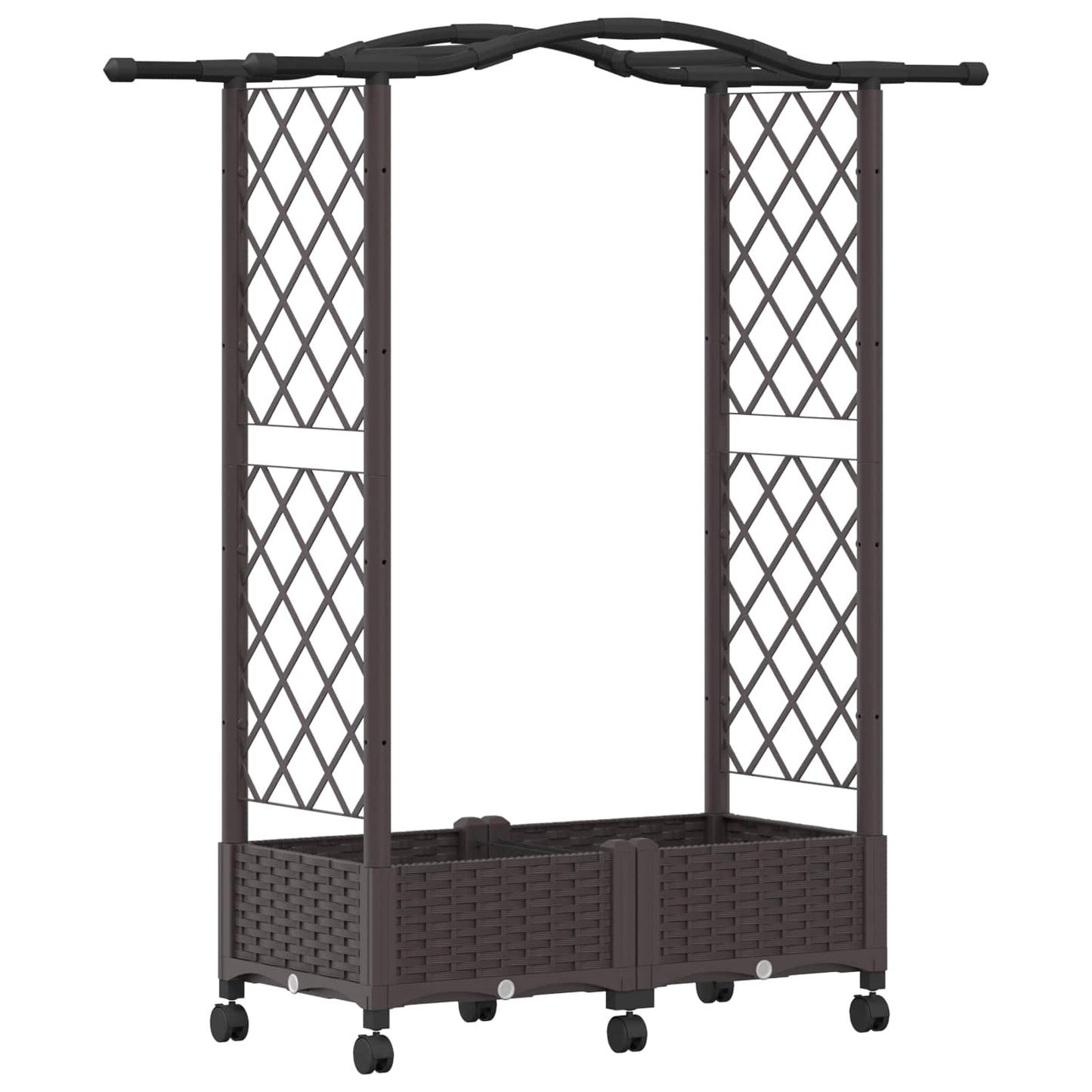 Hevet Bed med Trellis og Tak Brun 124 x 40 x 129 cm PP