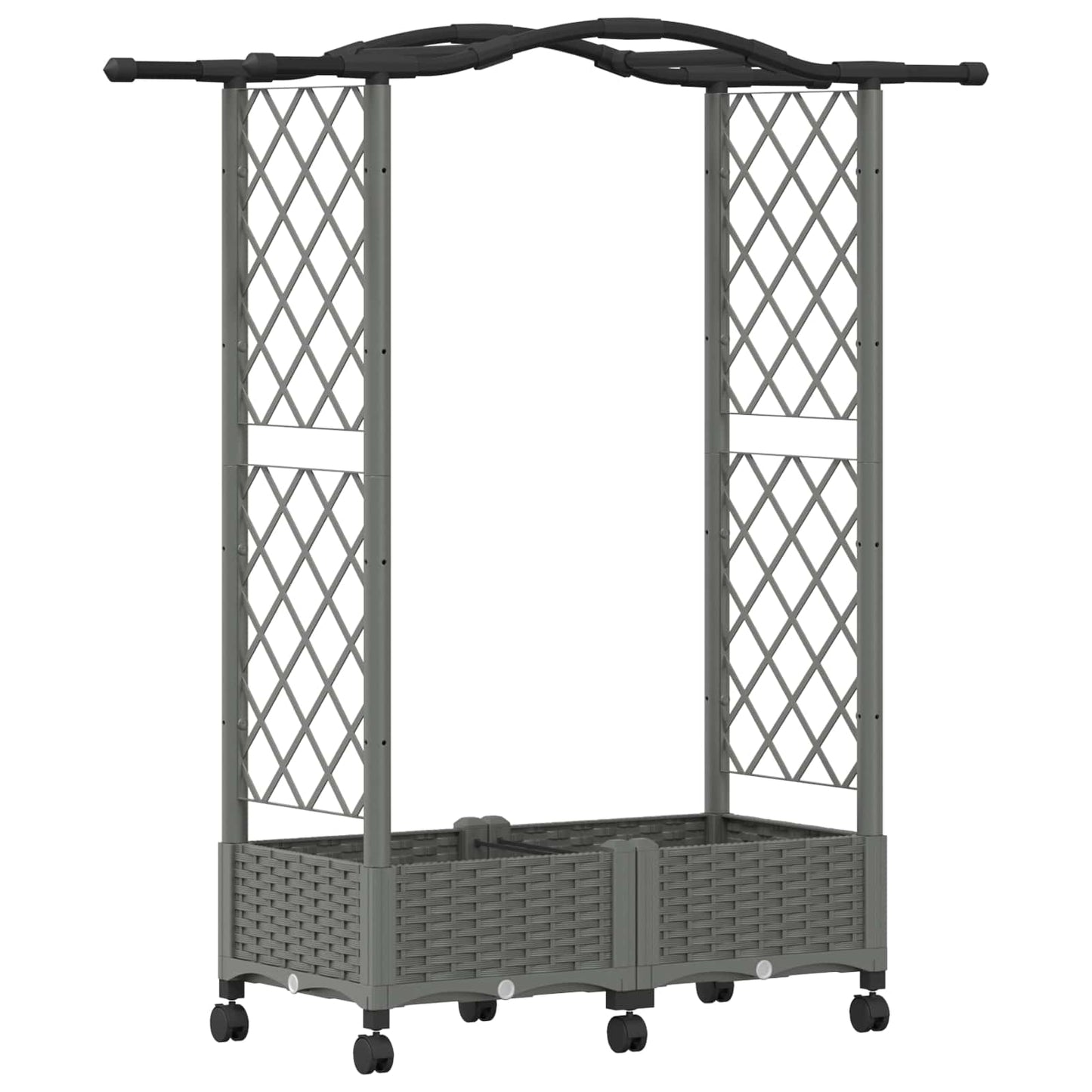 Hevet Bed med Trellis og Tak Lysegrå 124 x 40 x 129 cm PP