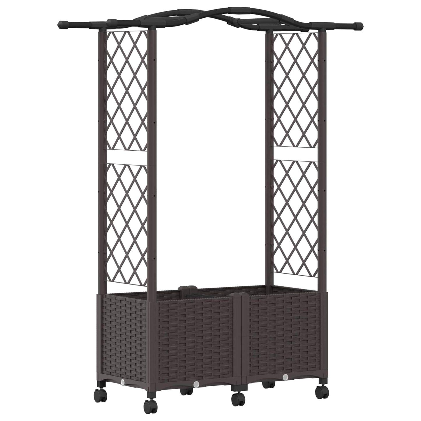 Hevet Bed med Trellis og Tak Brun 125 x 40 x 144 cm PP