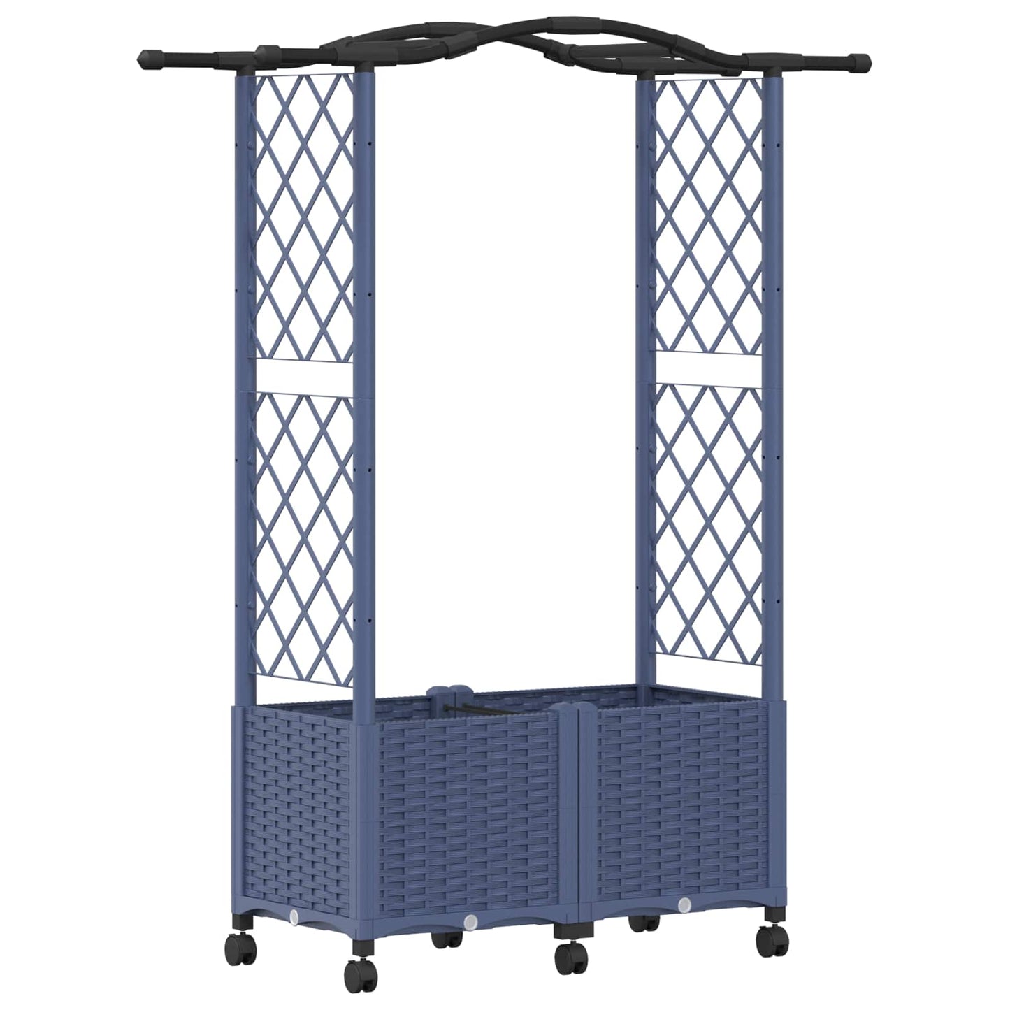 Hevet Bed med Trellis og Tak Grå 125 x 40 x 144 cm PP