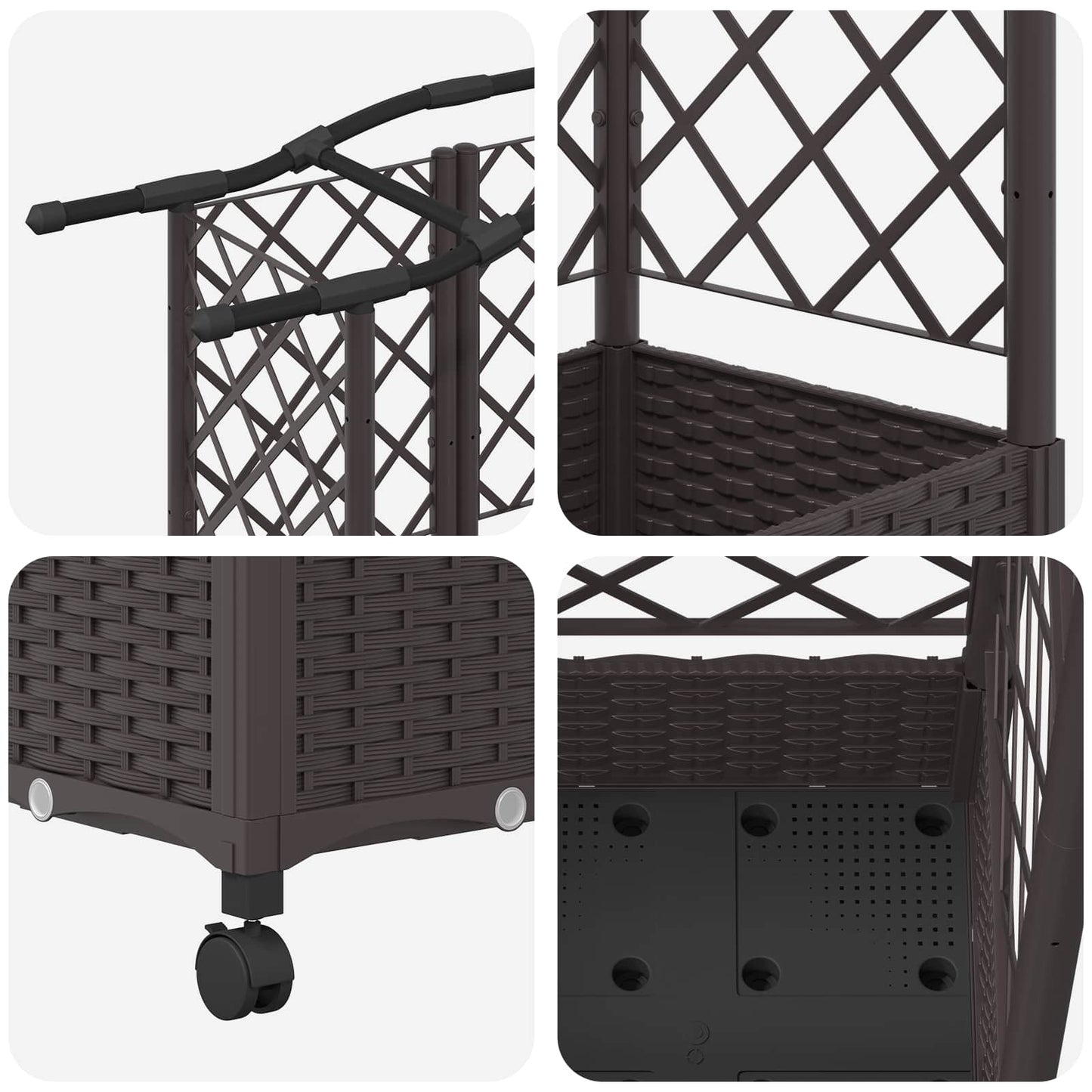 Hevet Bed med Trellis og Tak Brun 124 x 40 x 129 cm PP
