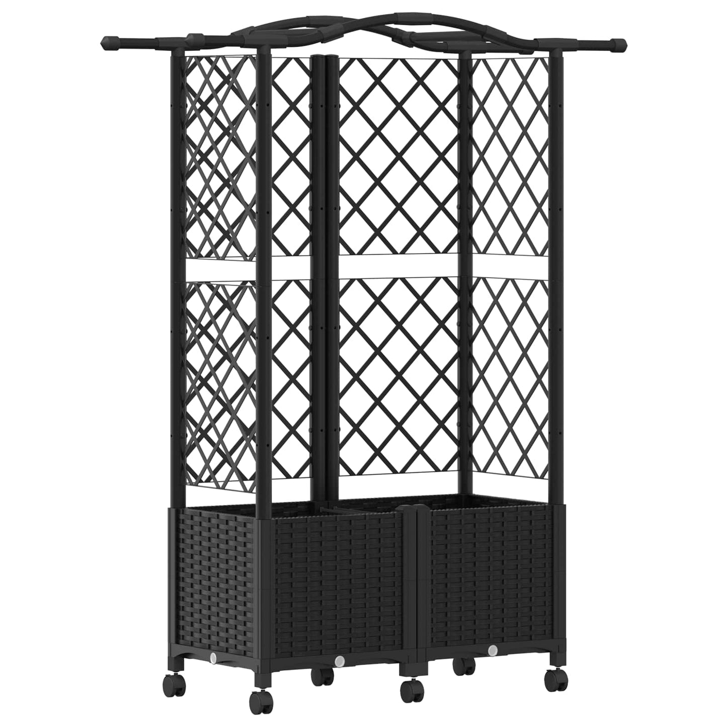 Hevet Bed med Trellis og Tak Svart 122 x 40 x 144 cm PP