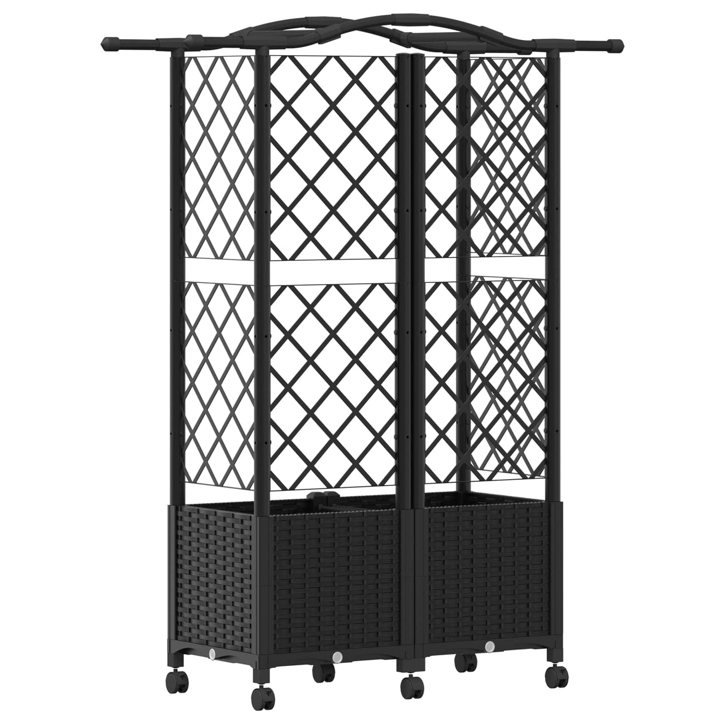 Hevet Bed med Trellis og Tak Svart 122 x 40 x 144 cm PP