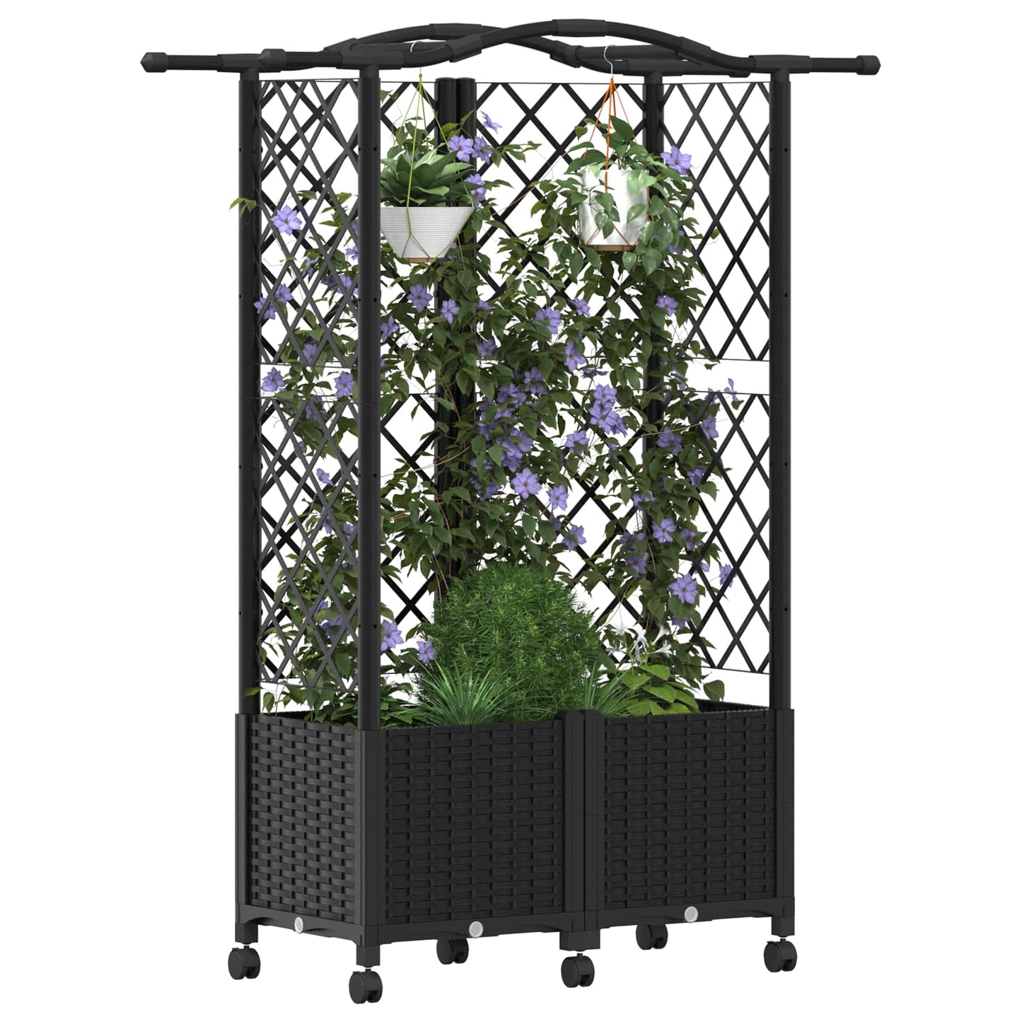 Hevet Bed med Trellis og Tak Svart 122 x 40 x 144 cm PP