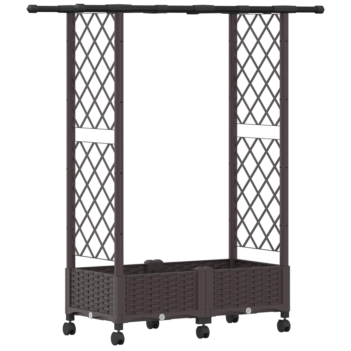 Hevet Bed med Trellis og Tak Brun 122,5 x 40 x 127 cm PP