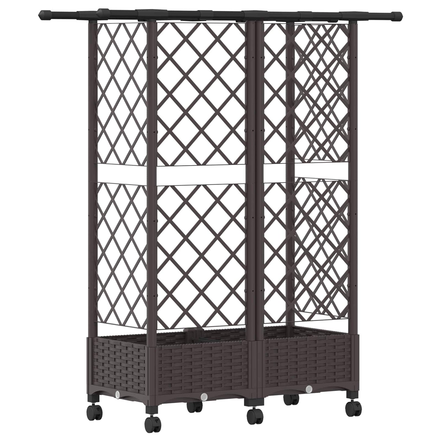 Hevet Bed med Trellis og Tak Brun 124 x 40 x 127 cm PP