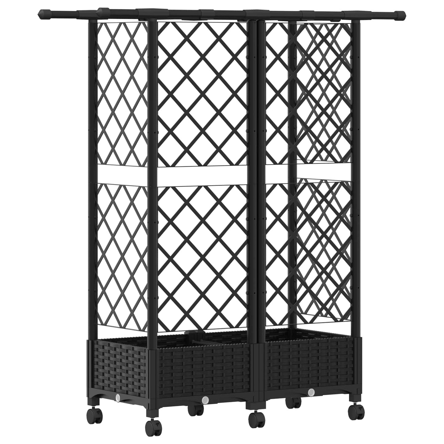 Hevet Bed med Trellis og Tak Svart 124 x 40 x 127 cm PP