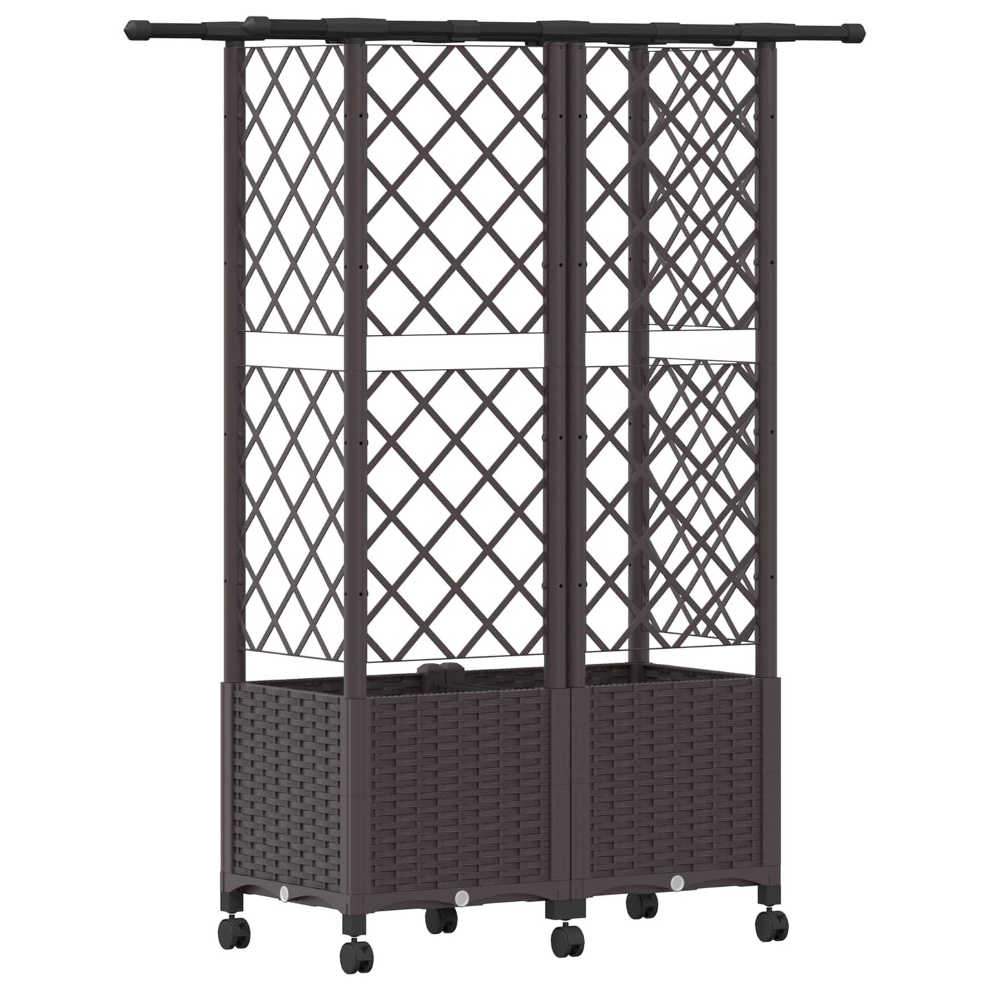 Hevet Bed med Trellis og Tak Brun 124 x 40 x 142 cm PP