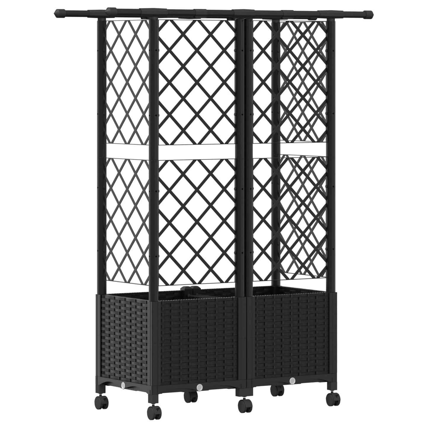 Hevet Bed med Trellis og Tak Svart 124 x 40 x 142 cm PP