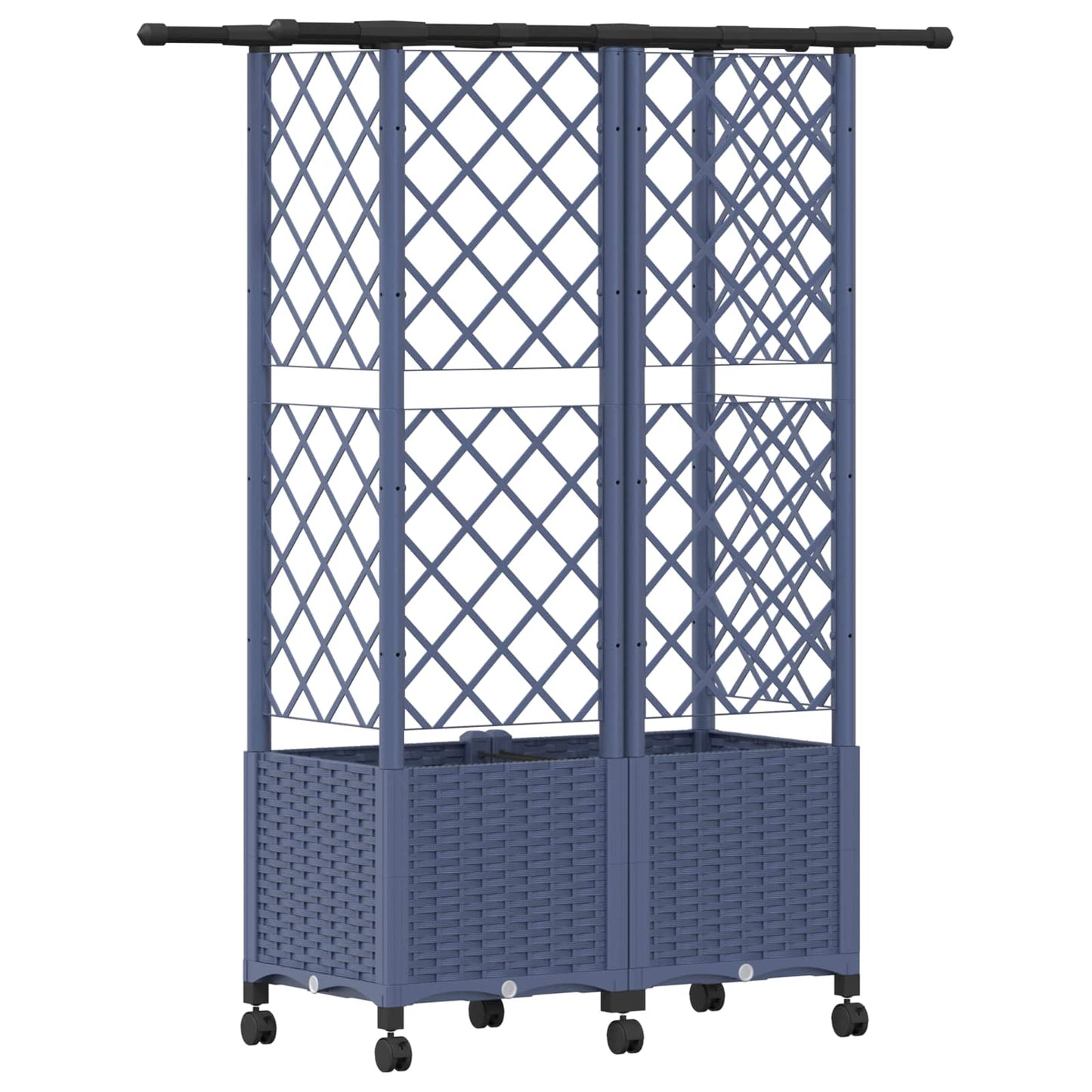 Hevet Bed med Trellis og Tak Grå 124 x 40 x 142 cm PP