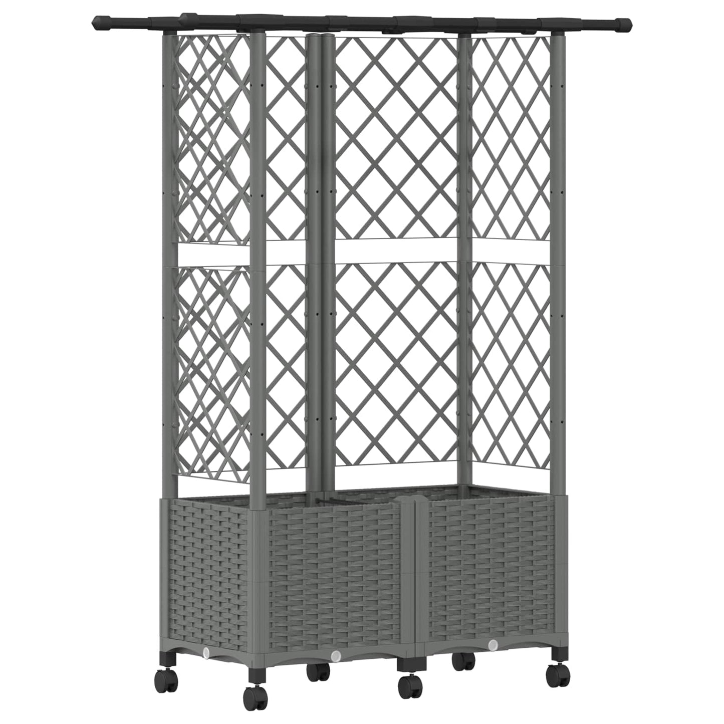 Hevet Bed med Trellis og Tak Lysegrå 124 x 40 x 142 cm PP