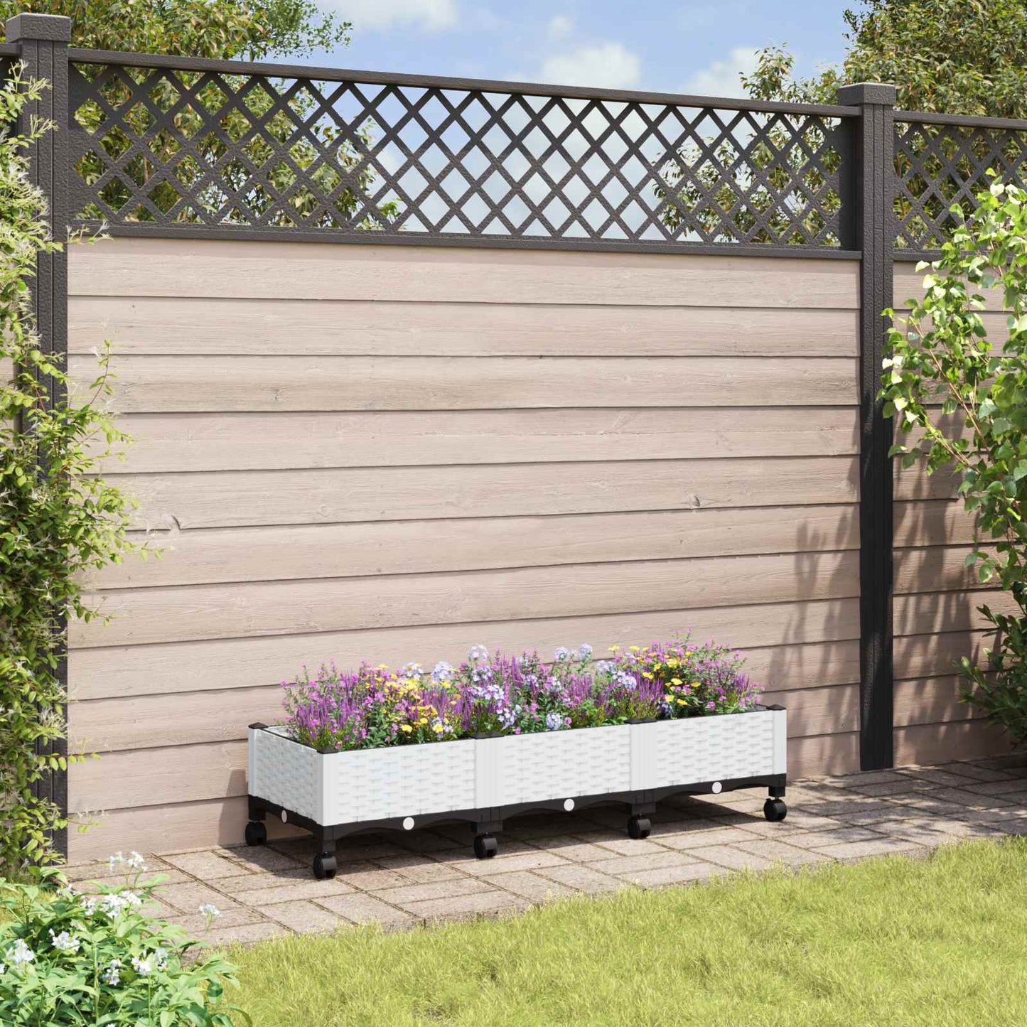 Hagekrukke med hjul Hvit 120 x 40 x 33 cm PP