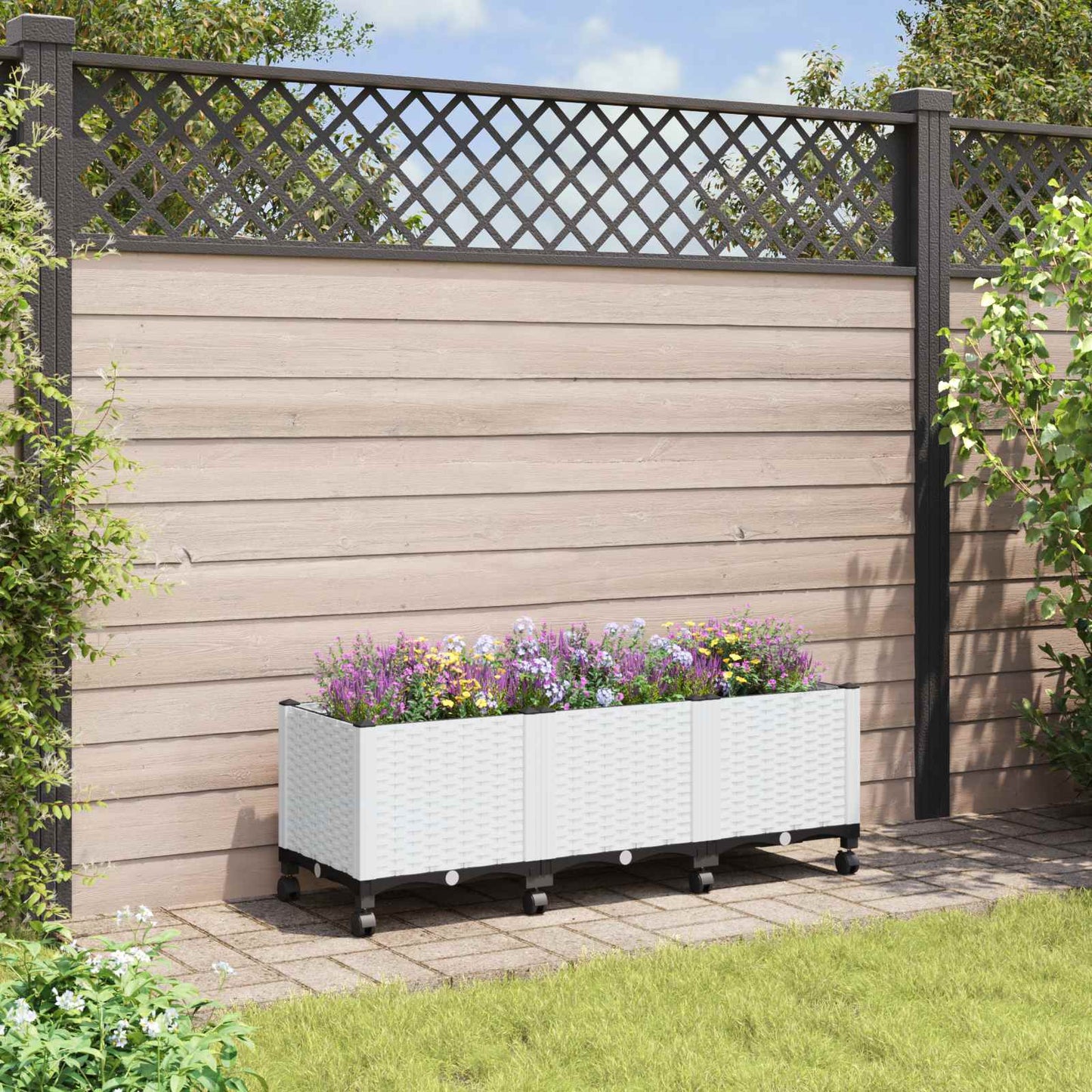 Hagekrukke med hjul Hvit 120 x 40 x 48 cm PP