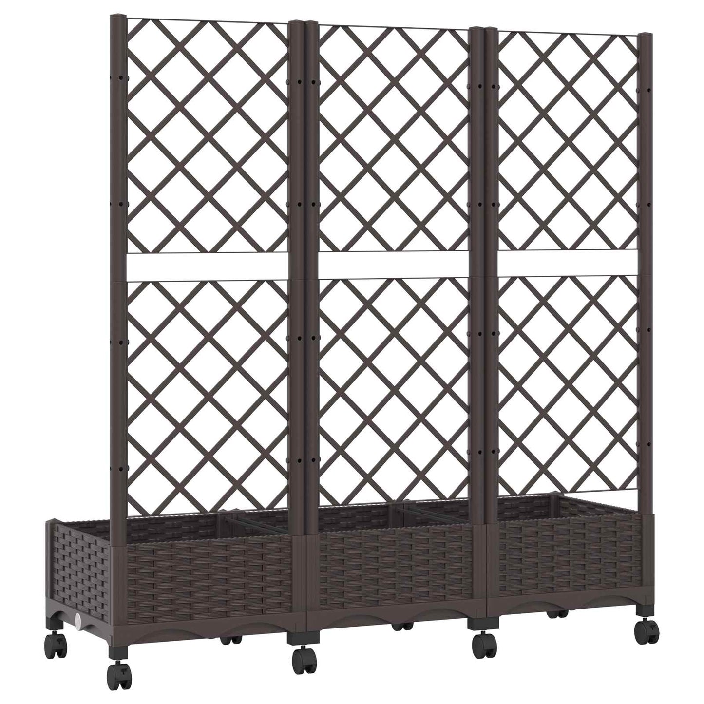 Hageplanter med espalier og hjul Brun 120 x 40 x 131,5 cm PP