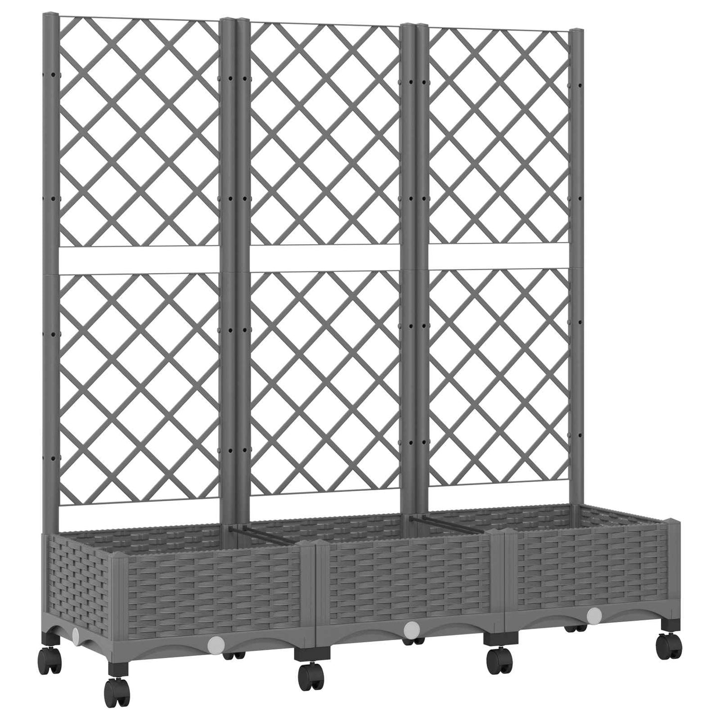 Hageplanter med espalier og hjul Lysegrå 120 x 40 x 131,5 cm PP