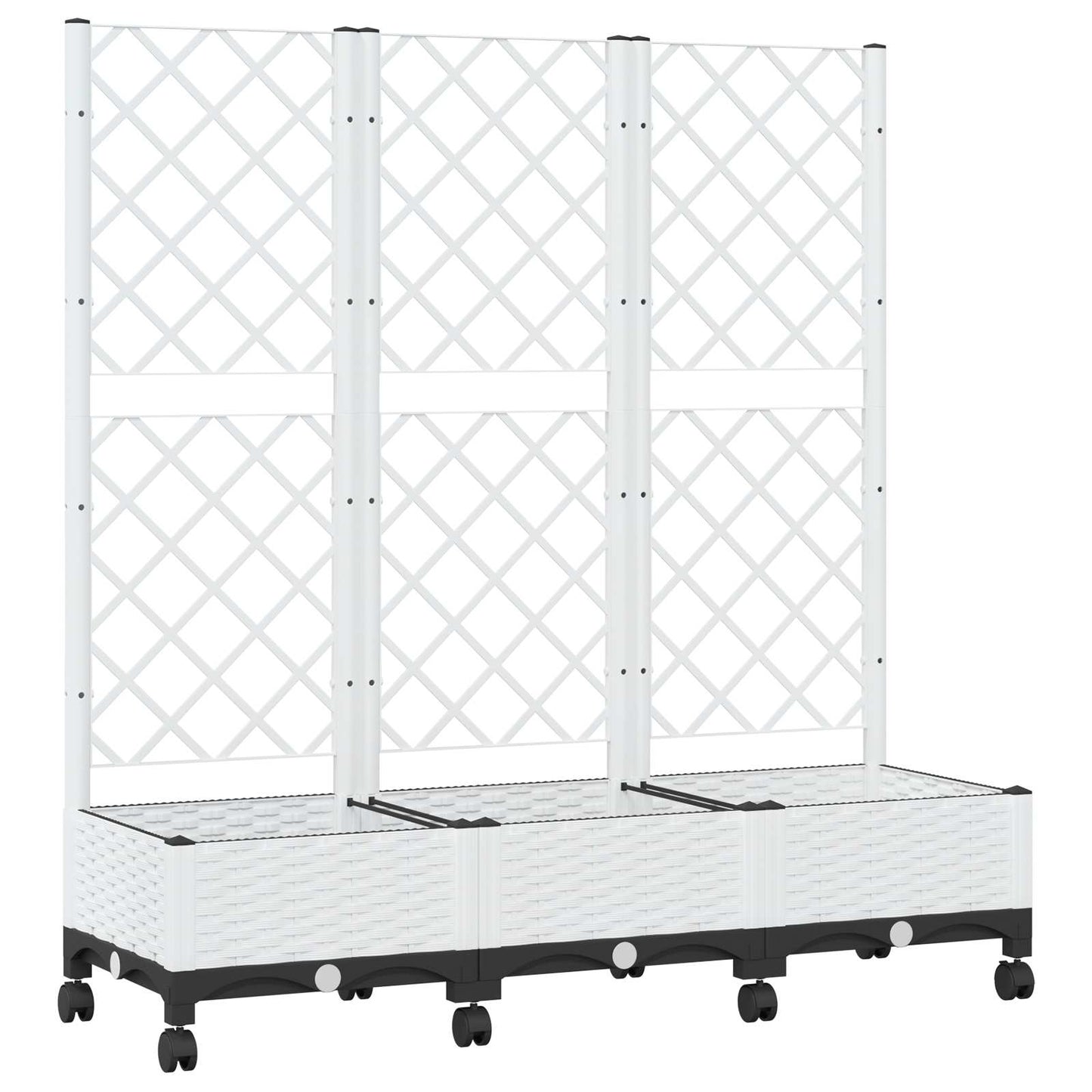 Hageplanter med espalier og hjul Hvit 120 x 40 x 131,5 cm PP