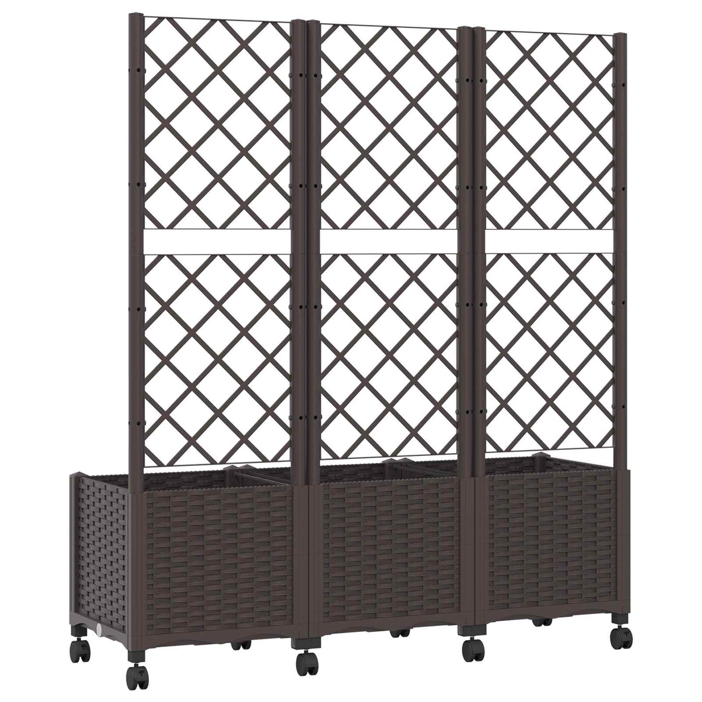 Hageplanter med espalier og hjul Brun 120 x 40 x 146 cm PP