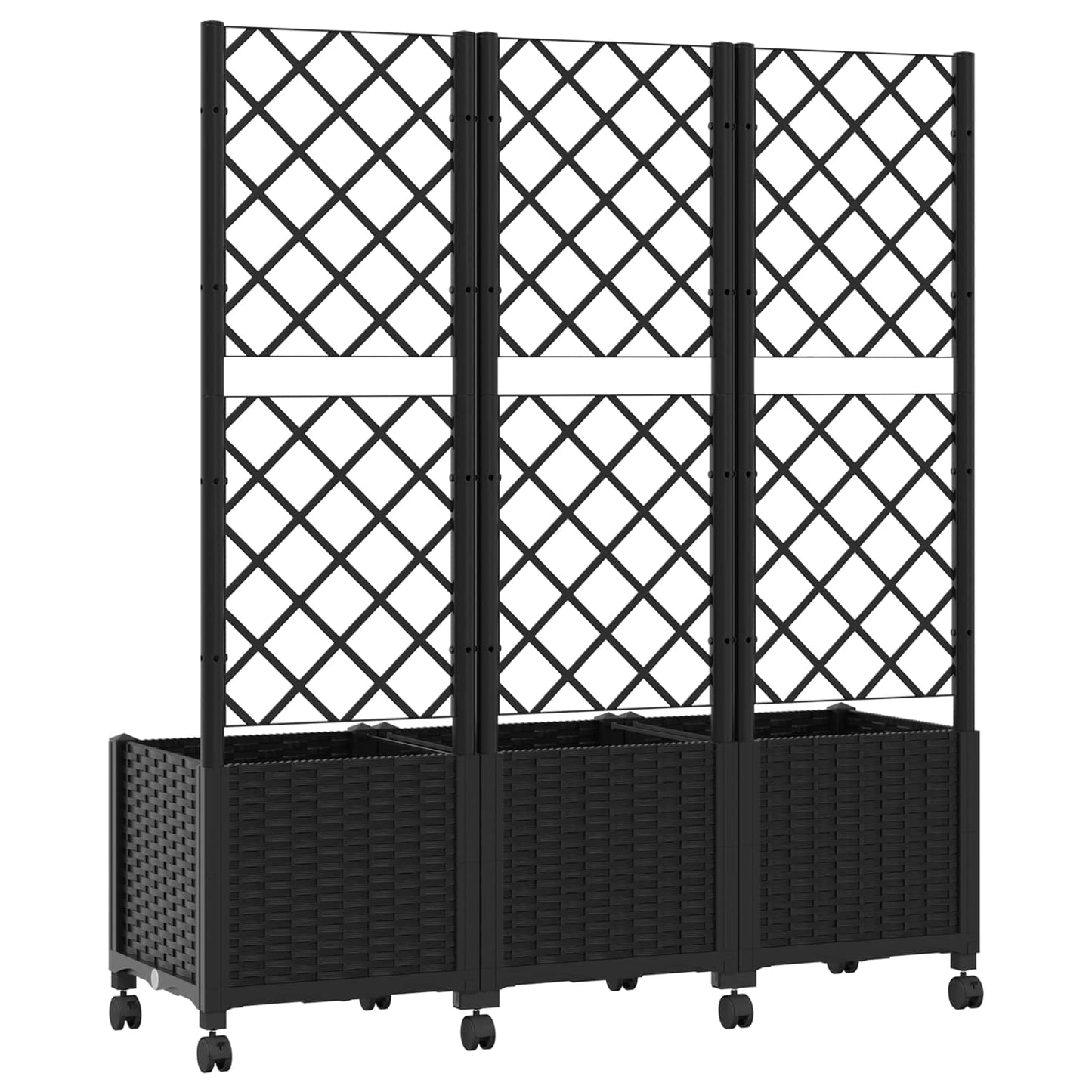 Hageplanter med espalier og hjul Svart 120 x 40 x 146 cm PP