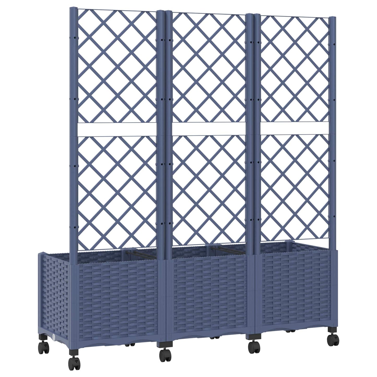 Hageplanter med espalier og hjul Blågrå 120 x 40 x 146 cm PP