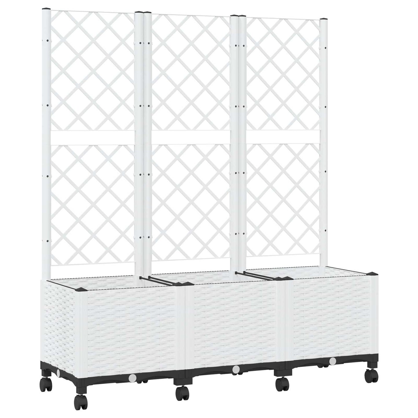 Hageplanter med espalier og hjul Hvit 120 x 40 x 146 cm PP