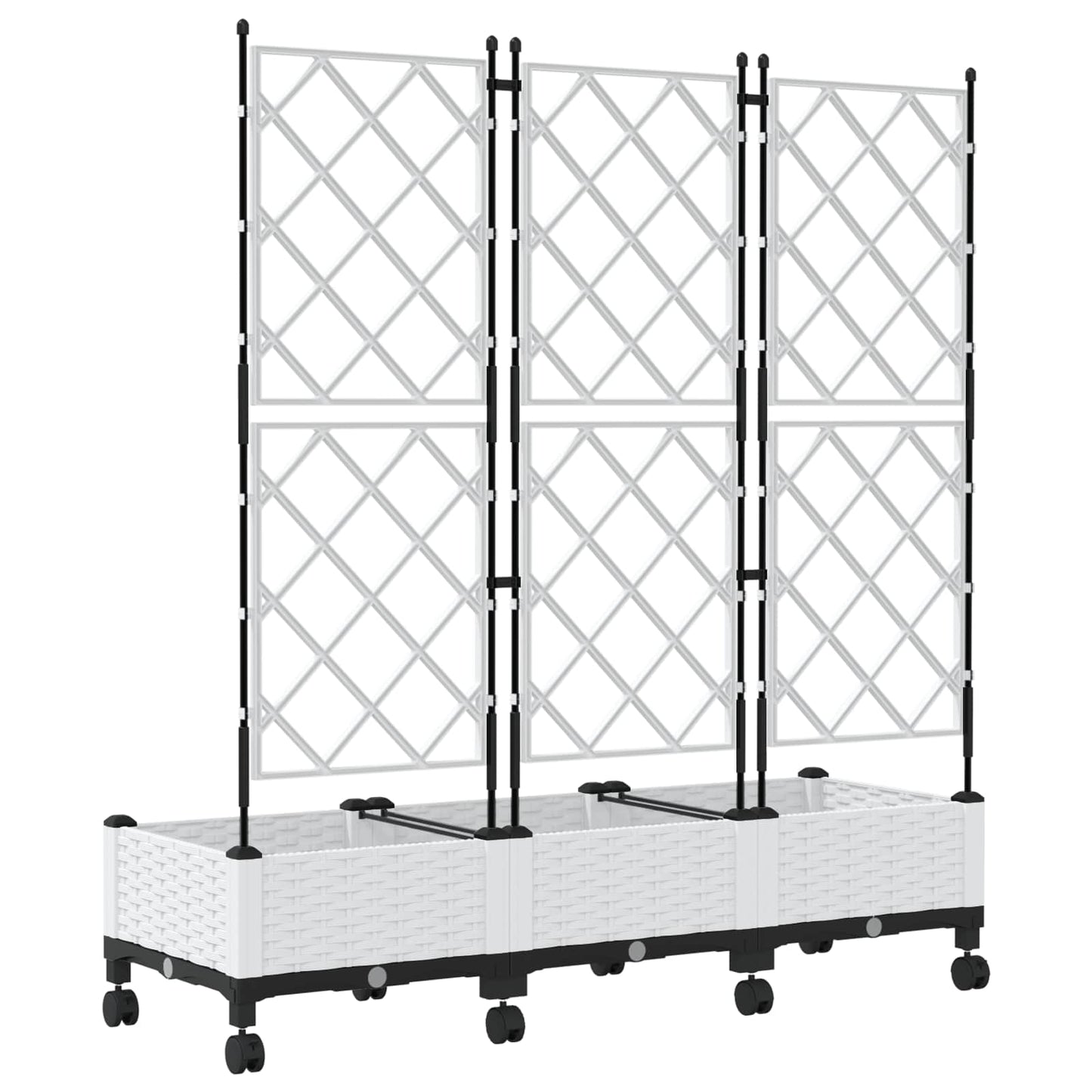 Hageplanter med espalier og hjul 3 stk. Hvit PP