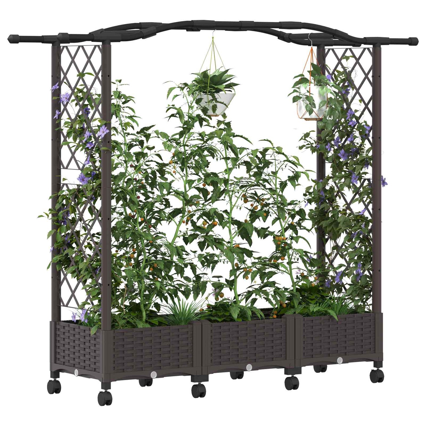 Hevet seng med espalier og hjul Brun 169 x 40 x 129 cm PP