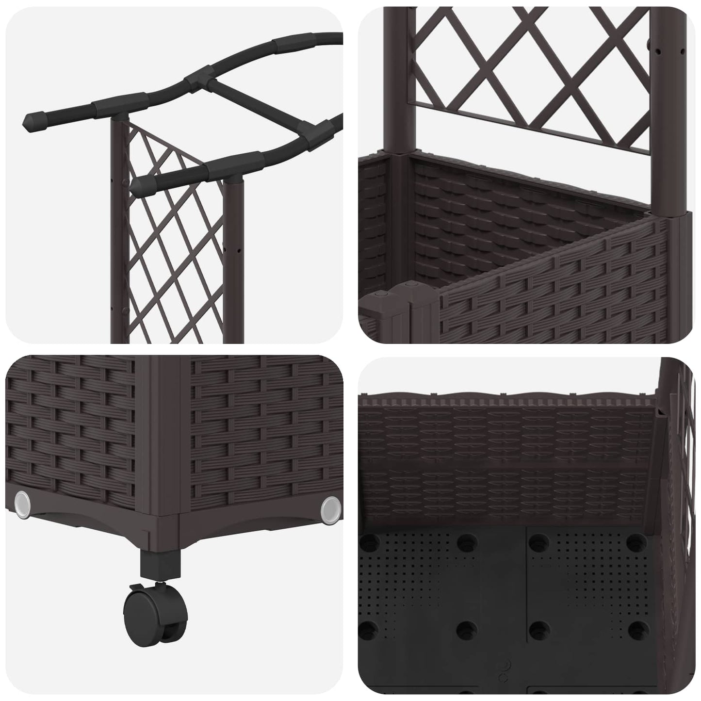 Hevet Bed med Trellis og Tak Brun 164 x 40 x 144 cm PP