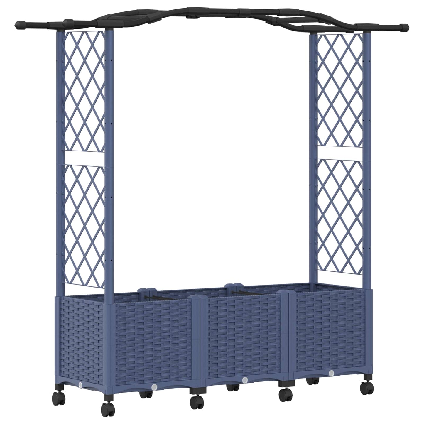 Hevet Bed med Trellis og Tak Grå 164 x 40 x 144 cm PP