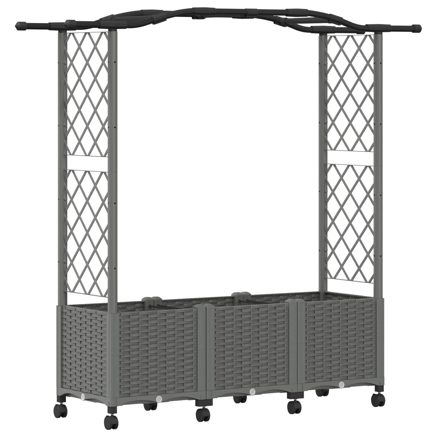 Hevet Bed med Trellis og Tak Lysegrå 164 x 40 x 144 cm PP