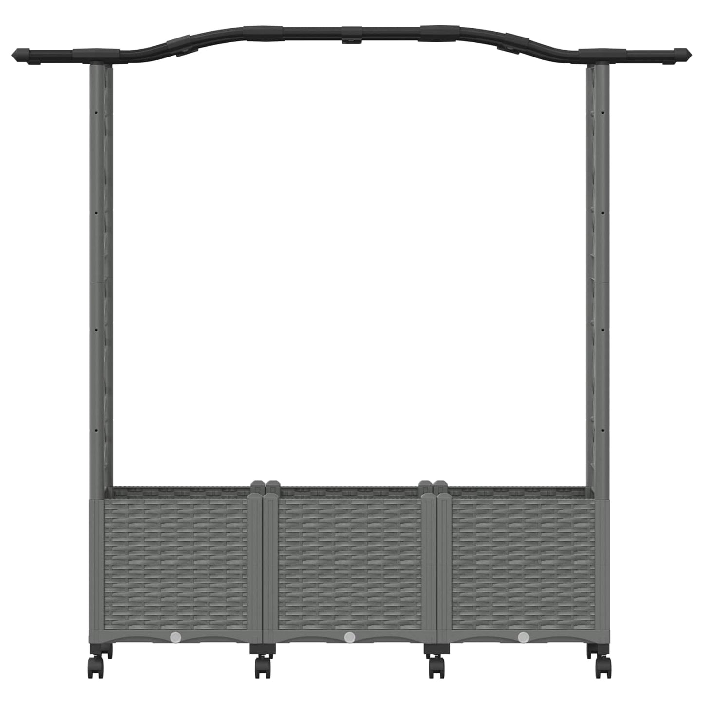 Hevet Bed med Trellis og Tak Lysegrå 164 x 40 x 144 cm PP
